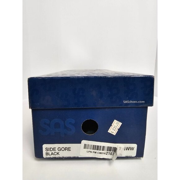 SAS Mens Side Gore Black Leather Shoes 7.5 WW Slip-On Comfort Loafers - Picture 4 of 7